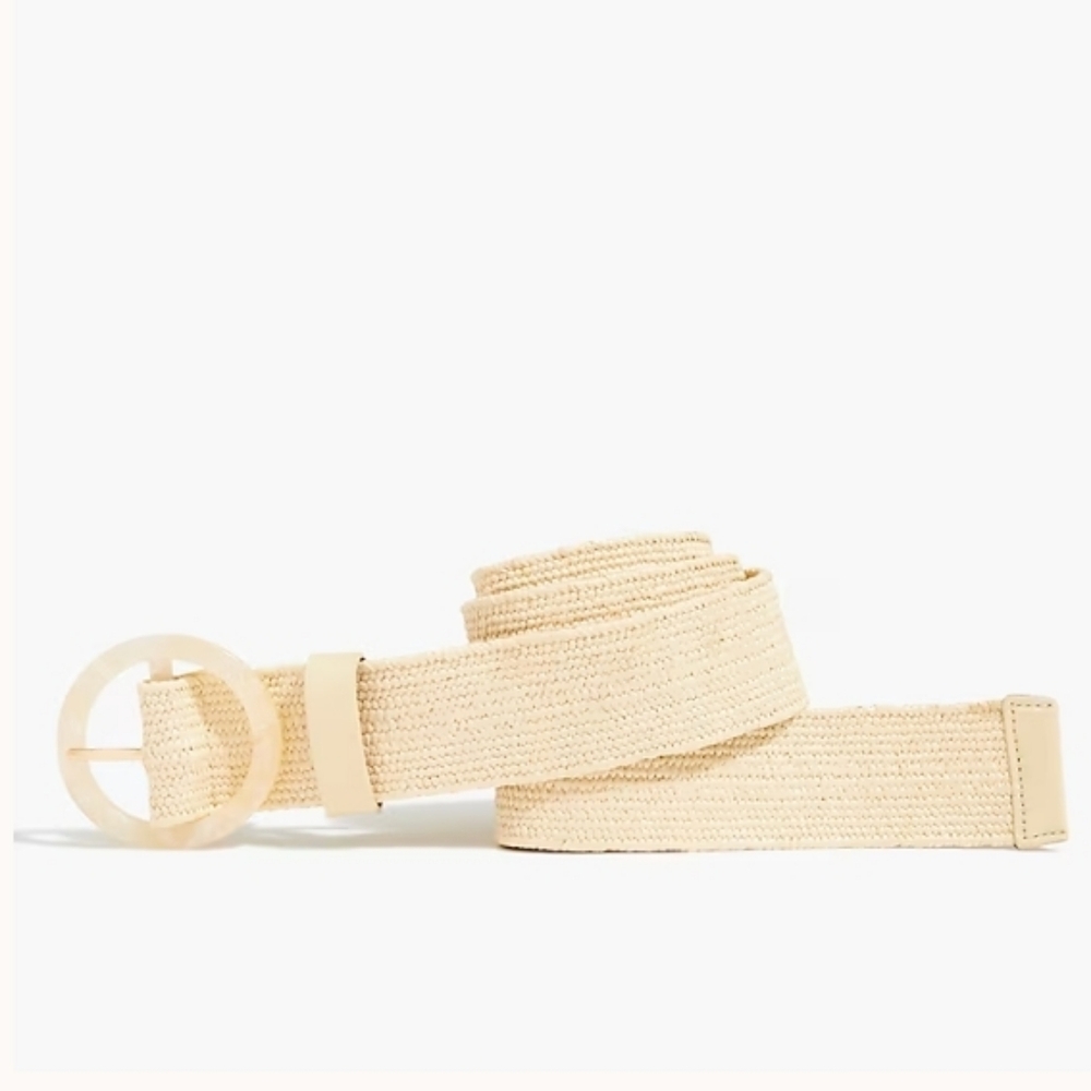 J. Crew Factory Cream Woven Rope Belt with Round Buckle